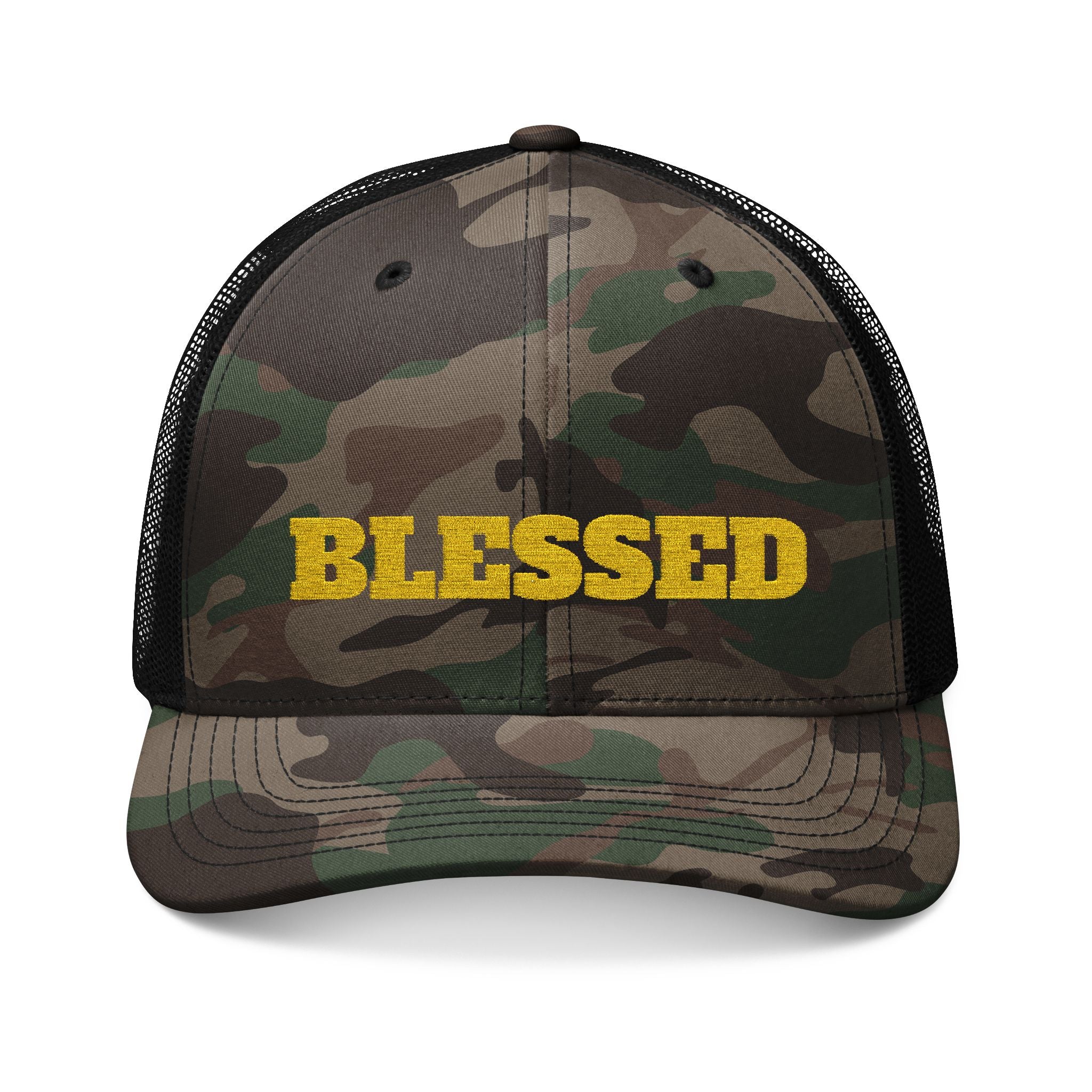 BLESSED - Embroidered Camouflage Trucker Hat